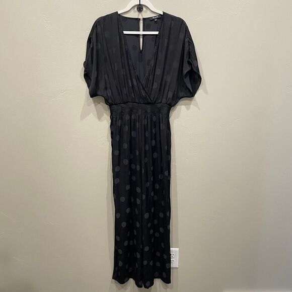 Madewell Wrap-Front Smock-Waist Jumpsuit Dot Jacquard - Size: Medium - Picture 2 of 10
